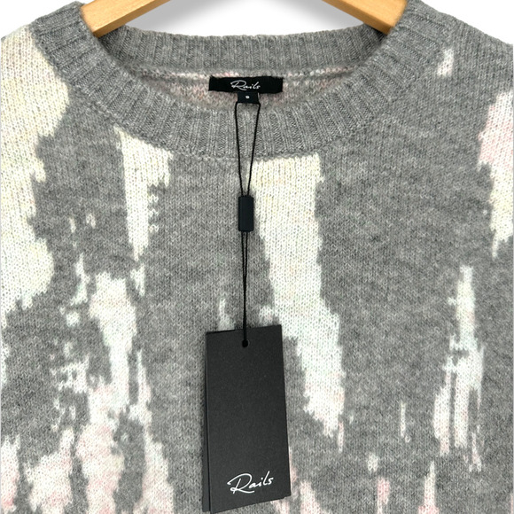 RAILS | NWT | Small | Virgo Grey Tie-Dye Wool Blend Long Sleeve Crewneck Sweater - Picture 5 of 10